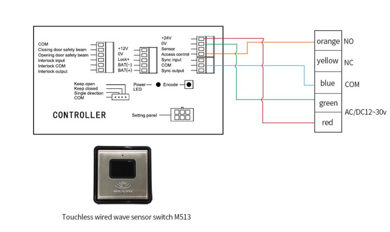 olide 120B swing door opener wiring with wave sensor switch M513