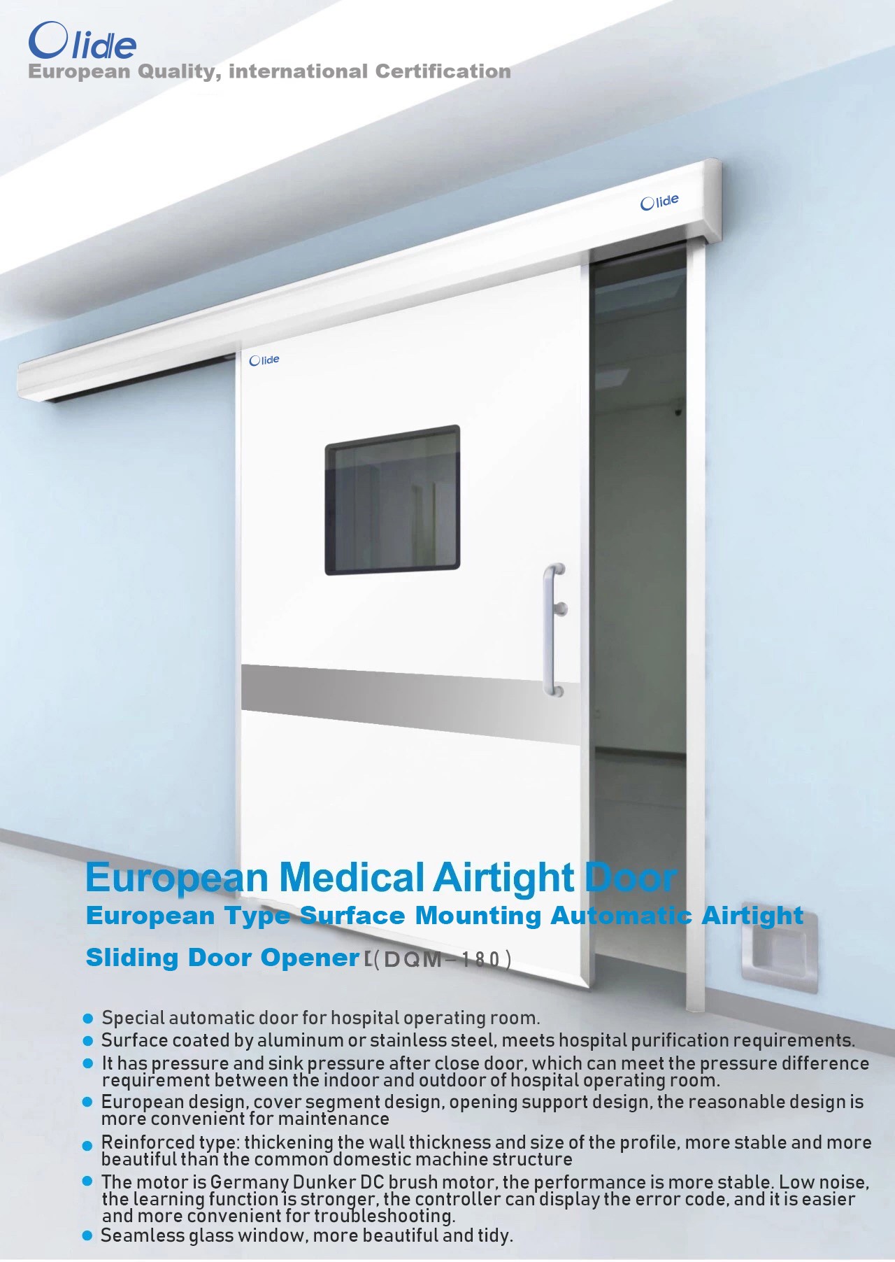 Olide European Type Surface Mounting Automatic Airtight Hospital Sliding Door Opener 1
