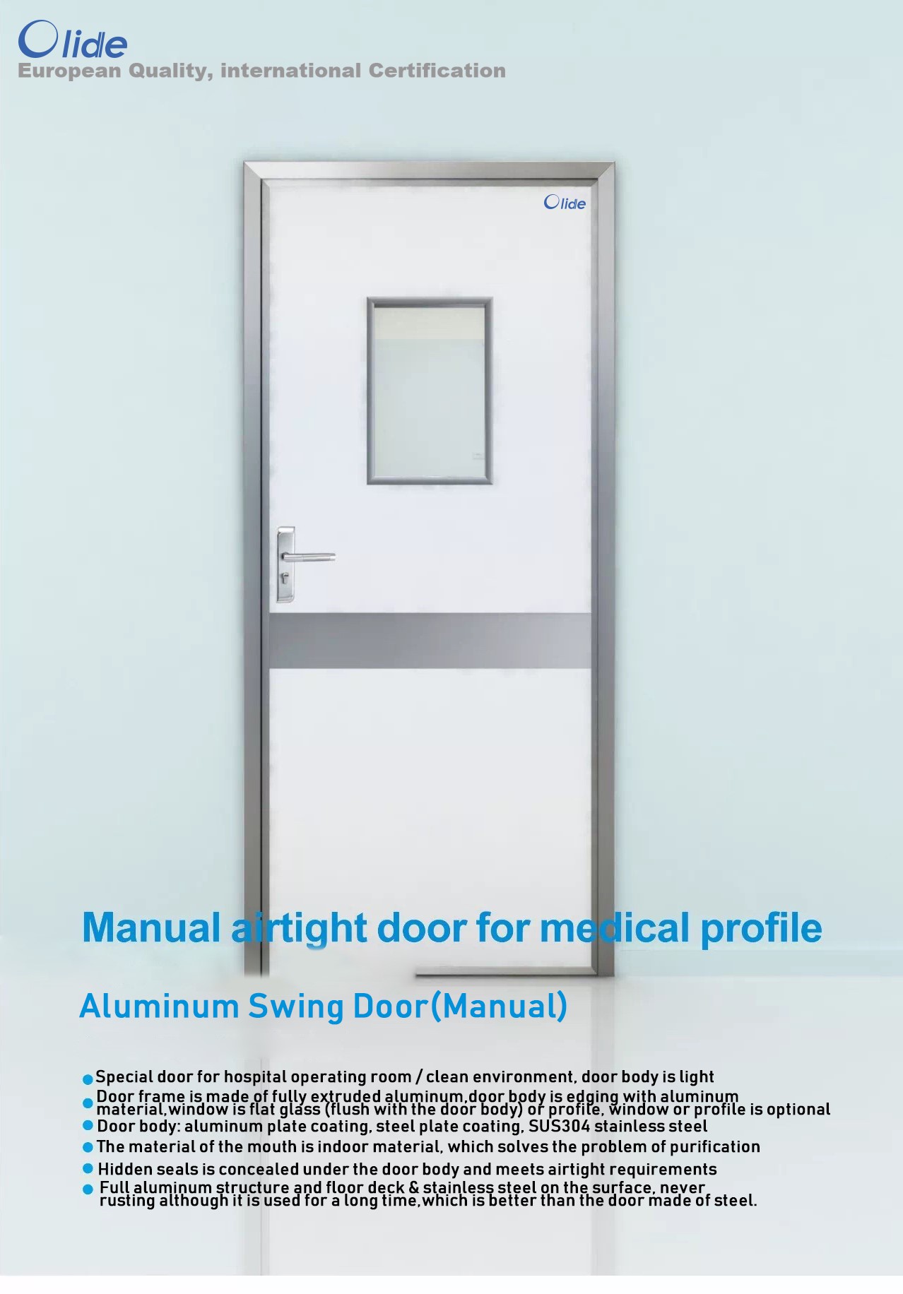 manual airight Aluminum swing door for medicial profile 1