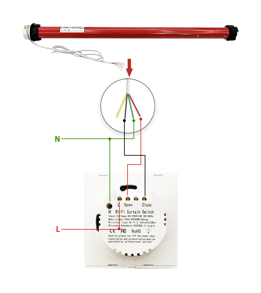 AM25 Smart Roller shade Motor wiring details