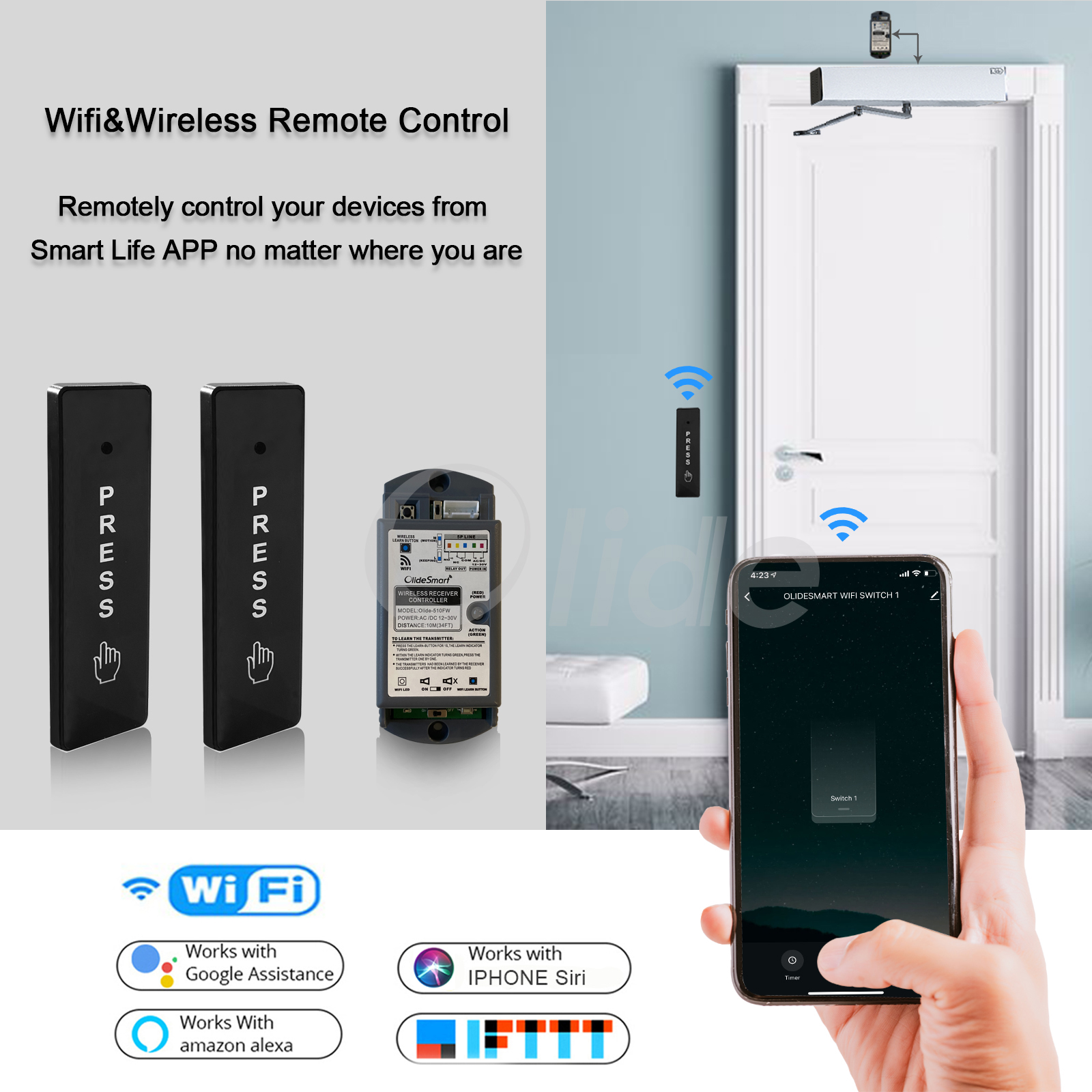 smart phone control swing door opener