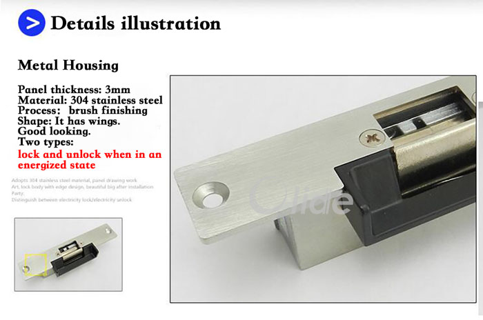 Stainless Steel DC12V Electric Strike Door Lock For Access Control System 