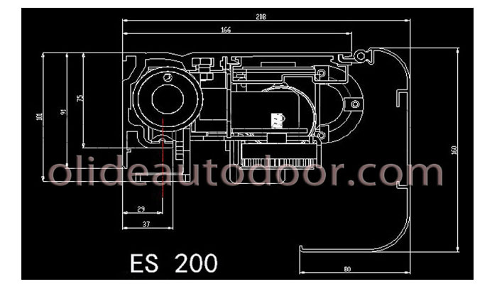 Automatic Hotel Sliding Door ES200 profile